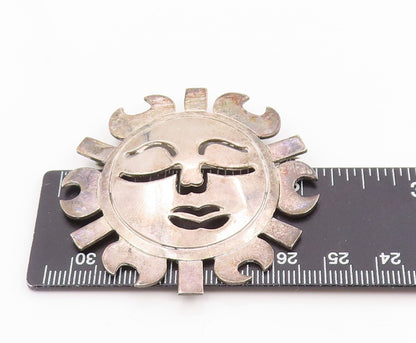 925 Sterling Silver Vintage Brooch Pin MEXICO Puffed Sun Face Cutout  BP12505
