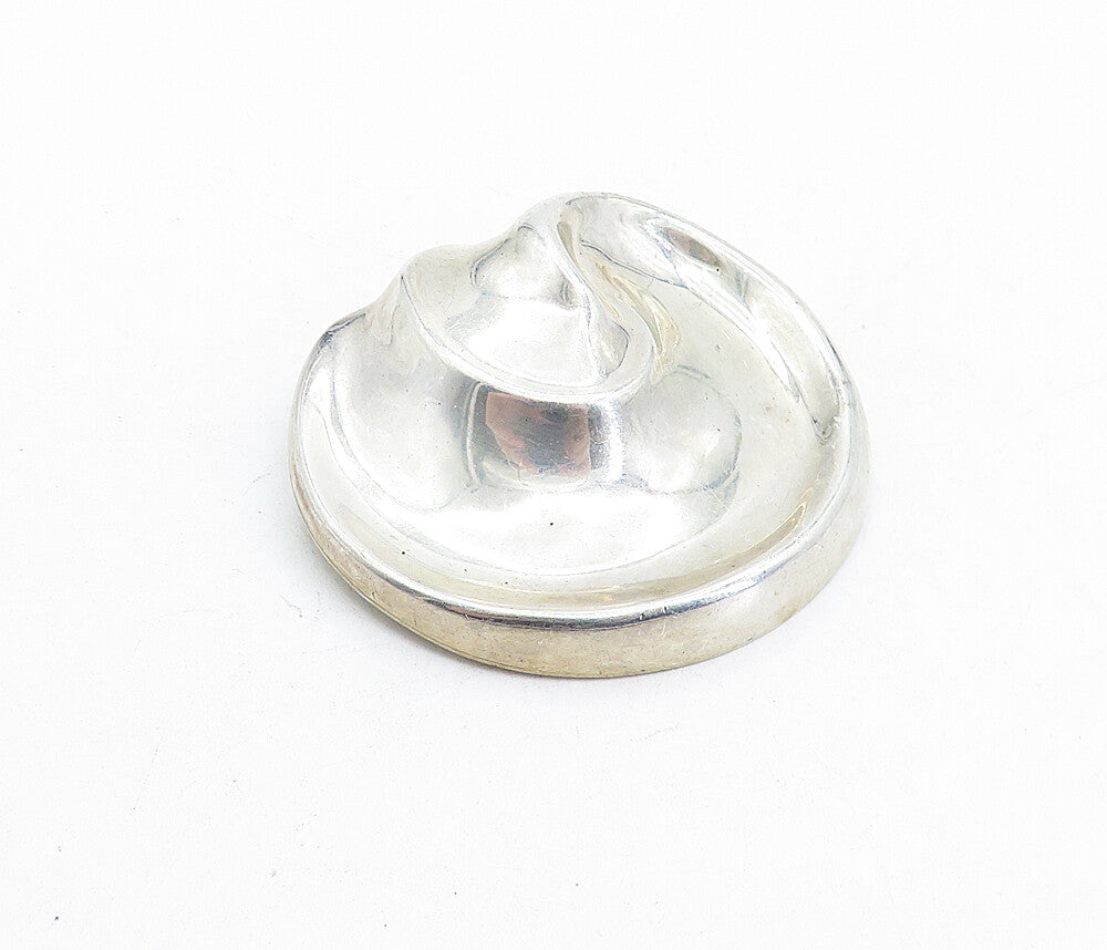 MEXICO 925 Sterling Silver  Vintage Shiny Hollow Swirl Round Brooch Pin BP1894