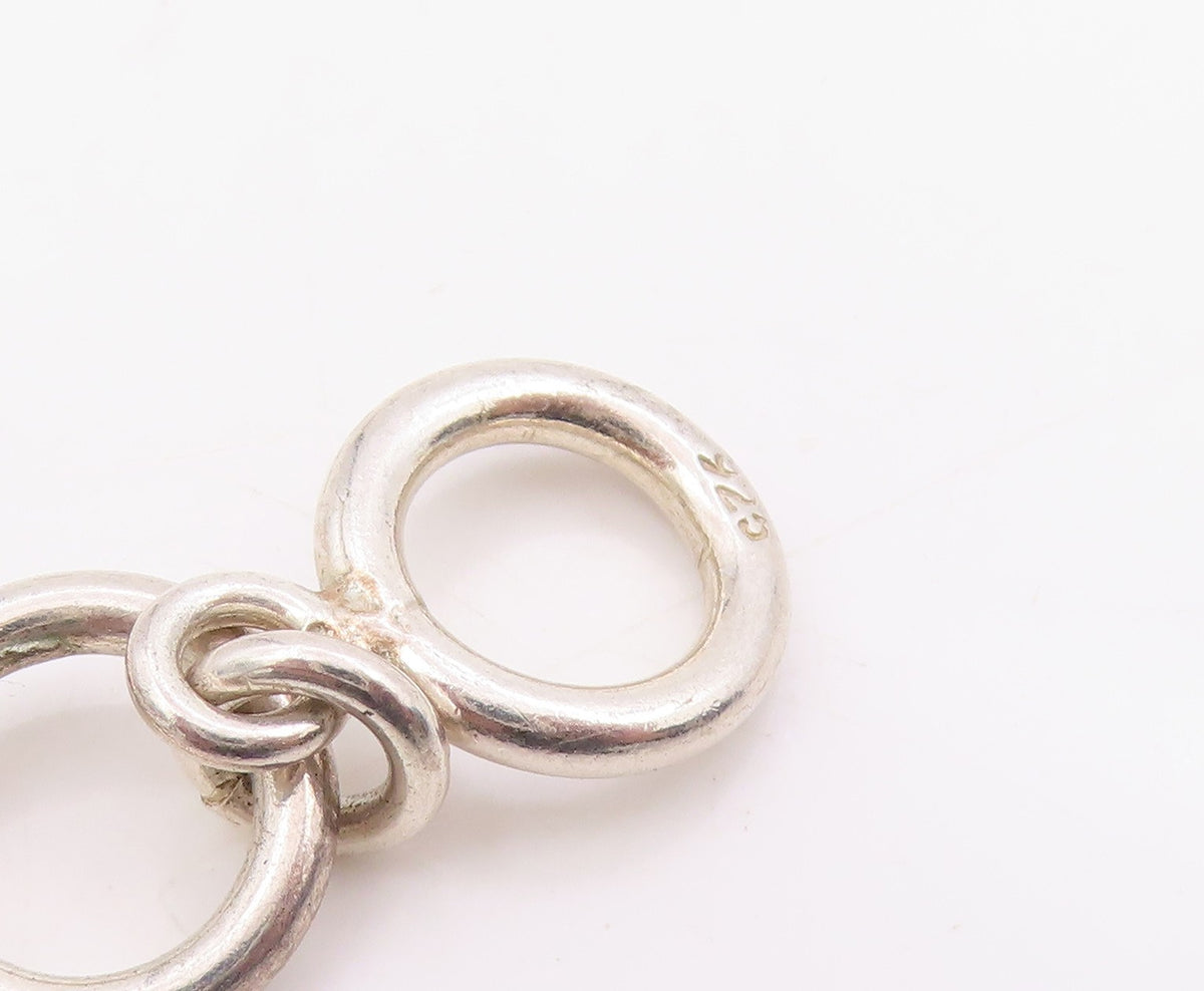 925 Sterling Silver Vintage Necklace Interlinking Hollow Circle Chain NE4737