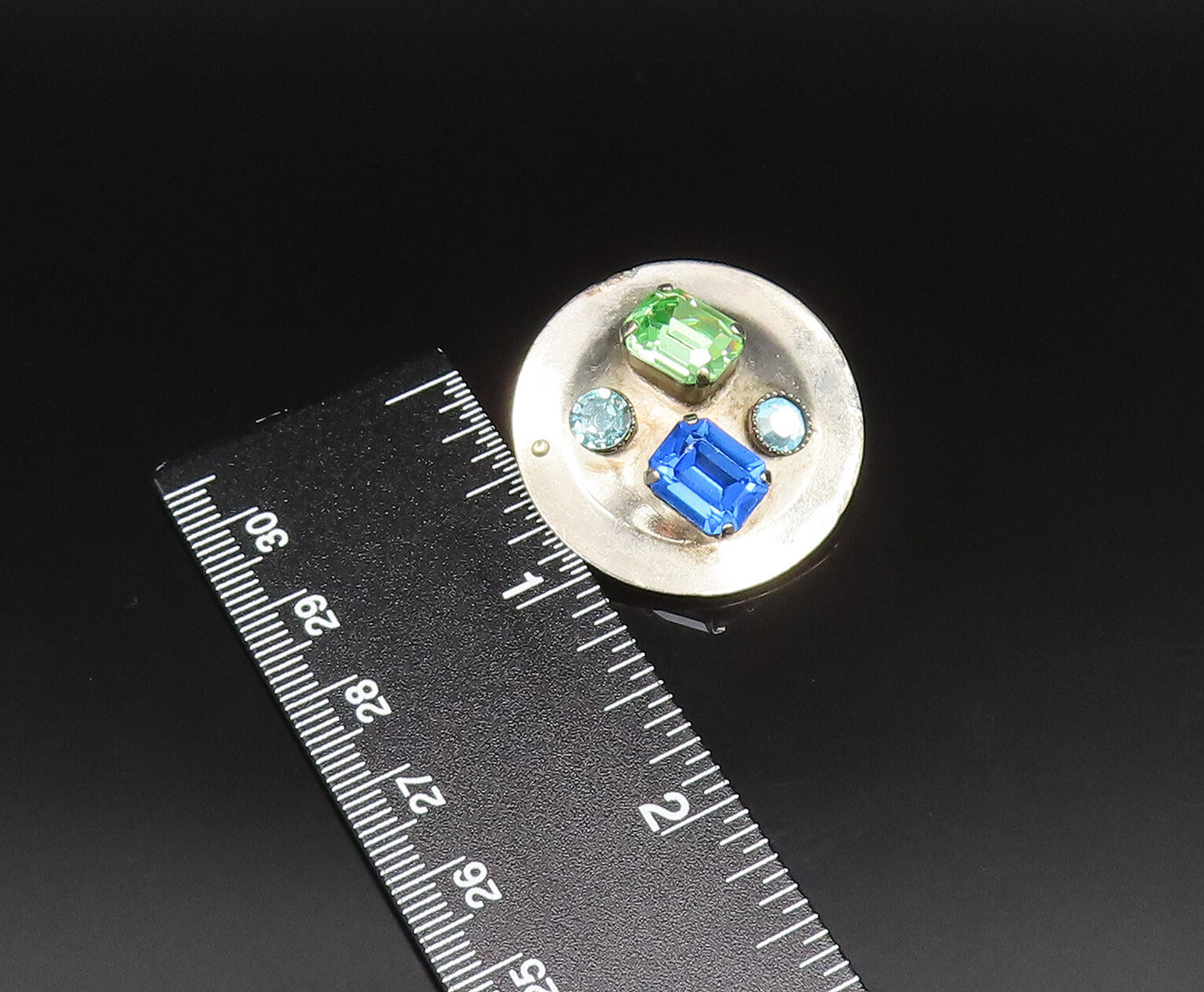 925 Silver  Vintage Peridot & Gemstones Non Pierced Disc Earrings  EG11739