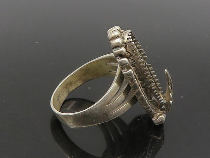 CAROL FELLEY 925 Silver  Vintage Floral Motif Cocktail Ring Sz 10  RG23808