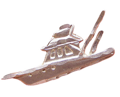 925 Sterling Silver  Vintage Etching Detail Sailing Ship Pendant  PT1740
