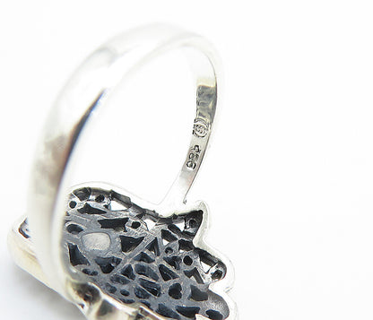 925 Sterling Silver  Petite Fire Opal Swirl Hamsa Band Ring Sz 7.5  RG7780
