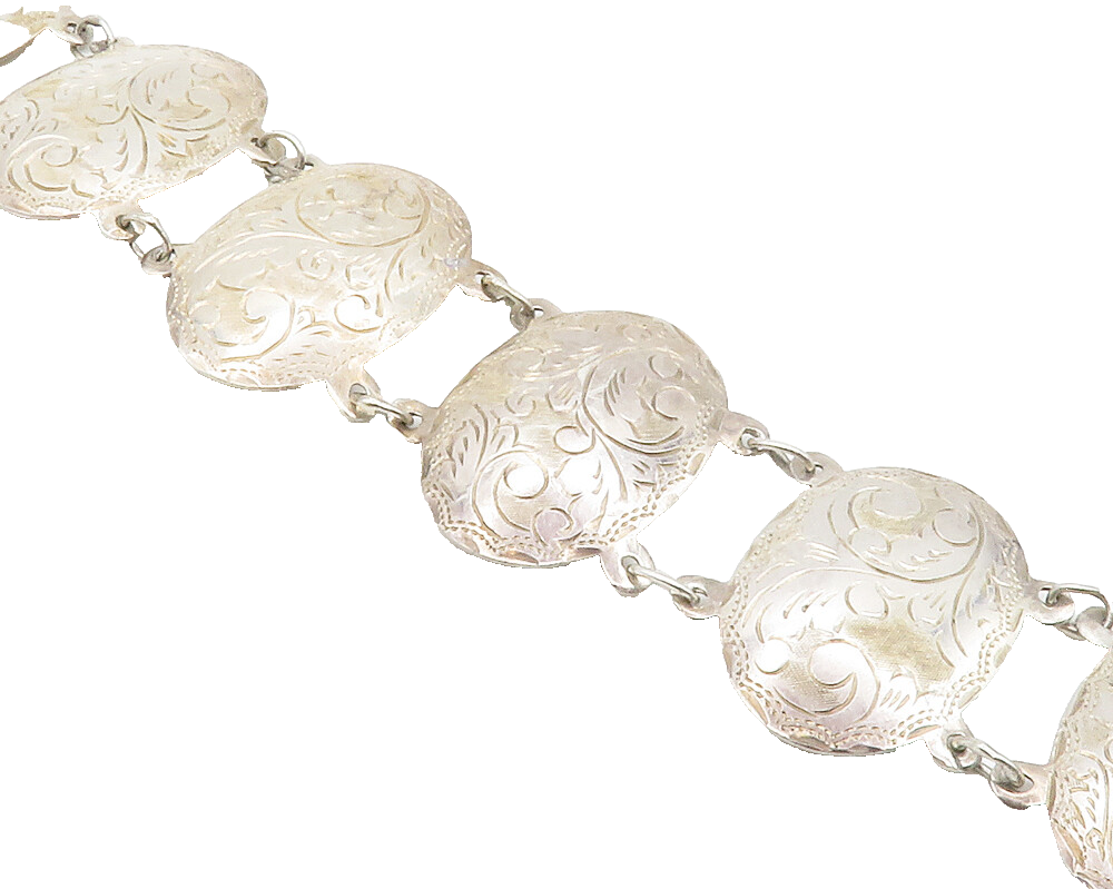 SIAM 925 Sterling Silver  Vintage Shiny Floral Vine Chain Bracelet  BT5265