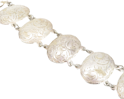 SIAM 925 Sterling Silver  Vintage Shiny Floral Vine Chain Bracelet  BT5265