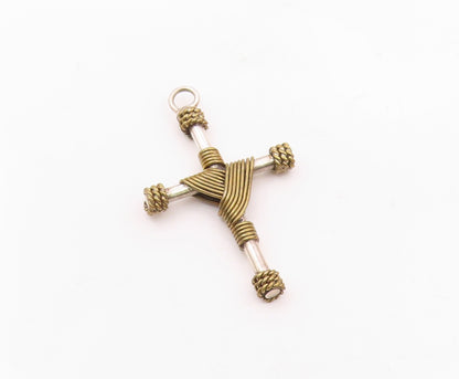 MEXICO 925 Sterling Silver  Vintage Two Tone Religious Cross Pendant  PT17933