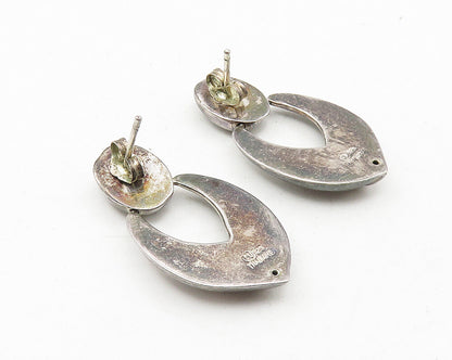925 Sterling Silver  Vintage Dark Tone Smooth Hinge Drop Earrings  EG5785