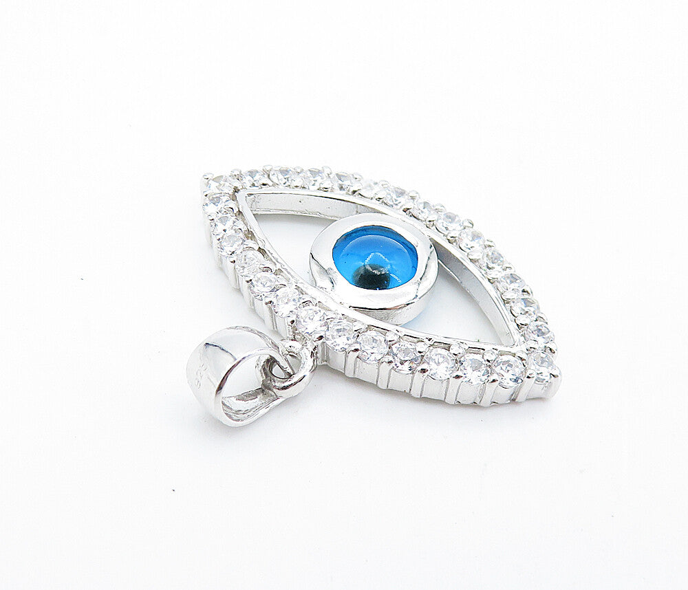 925 Sterling Silver  Sparkling Cubic Zirconia Evil Eye Motif Pendant  PT5920