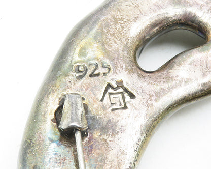 925 Sterling Silver  Vintage Dark Tone Sculpted Woman Motif Brooch Pin  BP4188