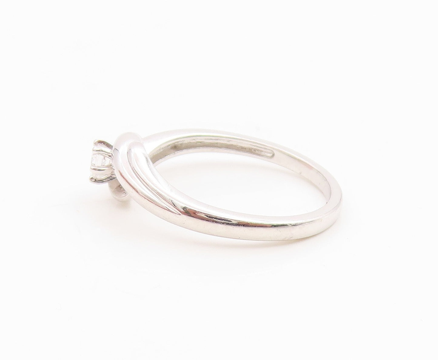 925 Sterling Silver Vintage Ring Elegant CZ Twisted Bypass Band  Sz 6.5  RG35865