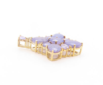 925 Sterling Silver Vintage Pendant Gold Plated Oval Drop Cut Tanzanite  PT24156