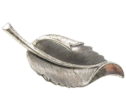 BEAU 925 Sterling Silver  Vintage Shiny Single Leaf Motif Brooch Pin  BP4037
