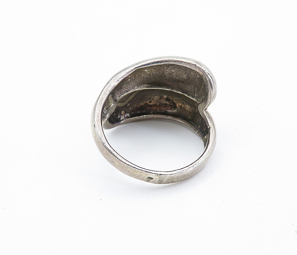 925 Sterling Silver  Vintage Dark Tone Bypass Design Band Ring Sz 7.5  RG6445