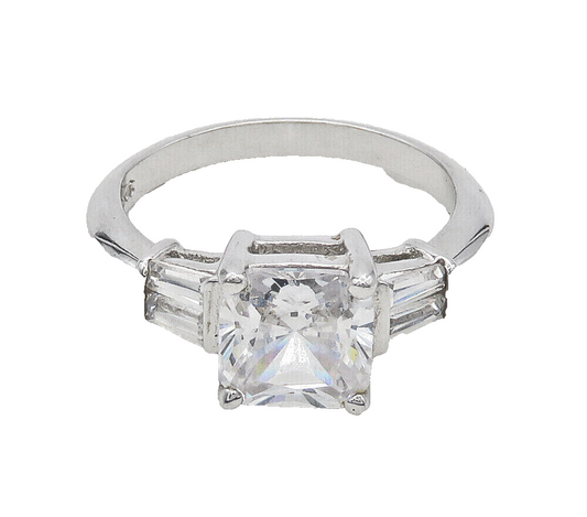 925 Sterling Silver  Sparkling Cubic Zirconia Smooth Band Ring Sz 8  RG16491