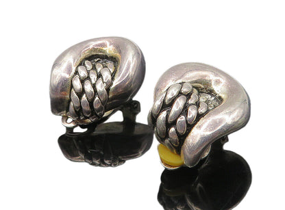 AIRESS 925 Sterling Silver  Vintage Rope Twist Non Pierce Earrings  EG4932
