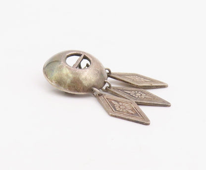 925 Sterling Silver Vintage Brooch Pin SWEDEN Diamond Shape Floral Drop  BP12286