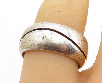 MEXICO 925 Sterling Silver  Vintage Etched Wavy Detail Band Ring Sz 8  RG6641