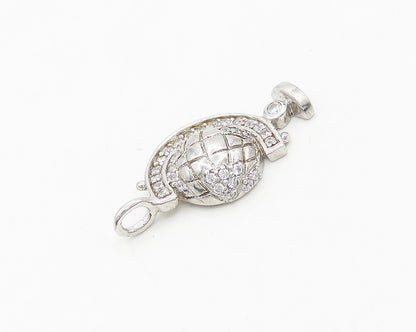 925 Sterling Silver  Vintage Cubic Zirconia Petite Globe Pendant  PT14619