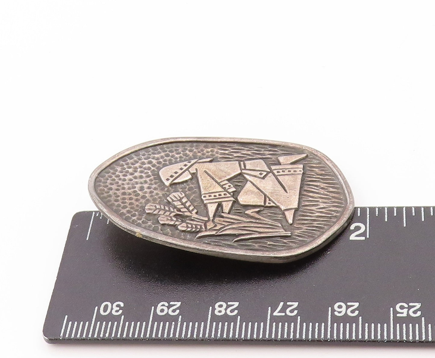 925 Sterling Silver Vintage Brooch ISRAEL Nature Lover Girl Etched  BP11616