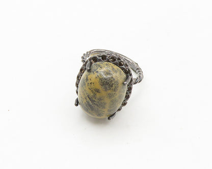 925 Sterling Silver   Vintage Cabochon Cut Jasper Cocktail Ring Sz 6  RG17258
