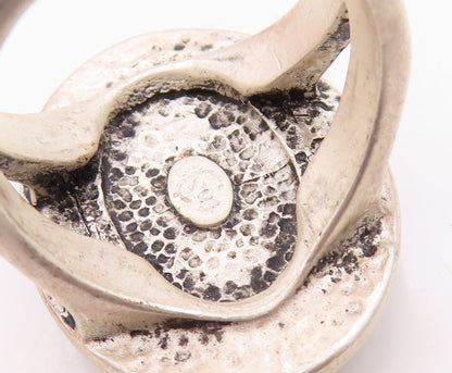 925 Sterling Silver Vintage Ring Designer Framed Brutalist Design Sz 10  RG31455