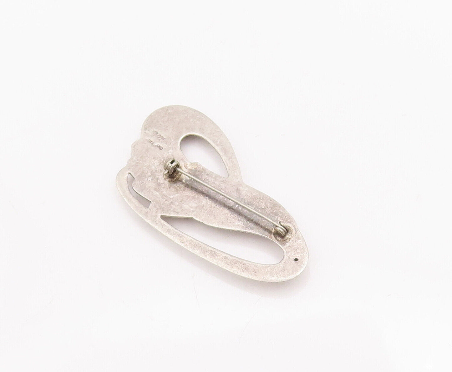 925 Sterling Silver Vintage Brooch Pin Minimalist Solid Carved Swirls  BP10880