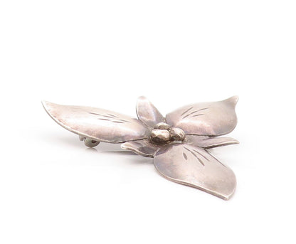 925 Sterling Silver Vintage Brooch BOB FORD Dark Tone Flower Cutout  BP11547