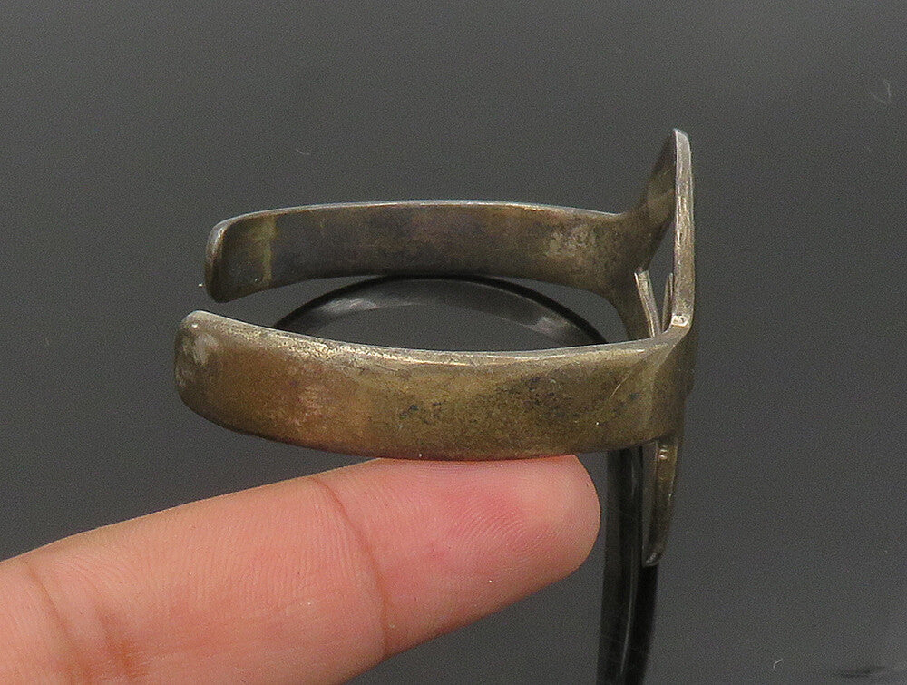 MEXICO 925 Sterling Silver  Vintage Dark Tone Open Design Cuff Bracelet BT1184
