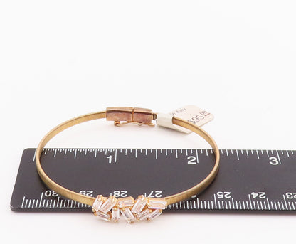 925 Sterling Silver Vintage Bracelet Designer Gold Plated Brutalist CZ  BT10493