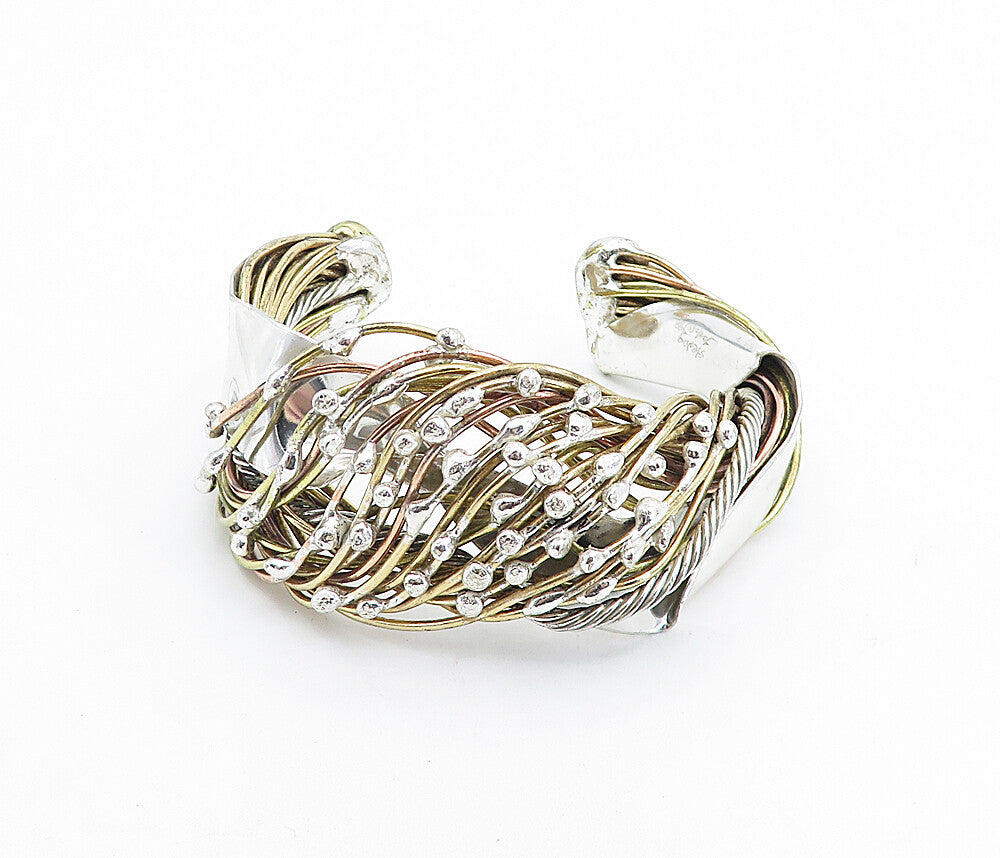 DESIGNER 925 Sterling Silver  Two Tone Vine Wrapped Cuff Bracelet  BT3056