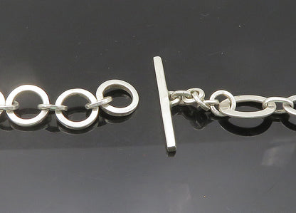 925 Sterling Silver  Vintage Shiny Lotus Flower Oval Chain Necklace  NE3513