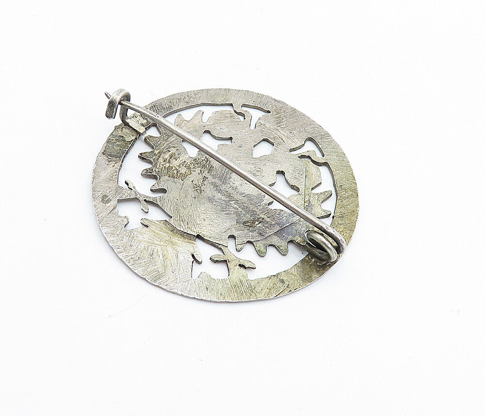 925 Sterling Silver  Vintage Antique Austrian Coin Emblem Brooch Pin  BP2434