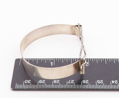 925 Sterling Silver  Vintage Shiny Smooth Wavy Hook Bangle Bracelet  BT8765