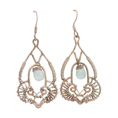 925 Sterling Silver Vintage Earrings Faceted Quartz Wire Wrapped Dangle  EG13856