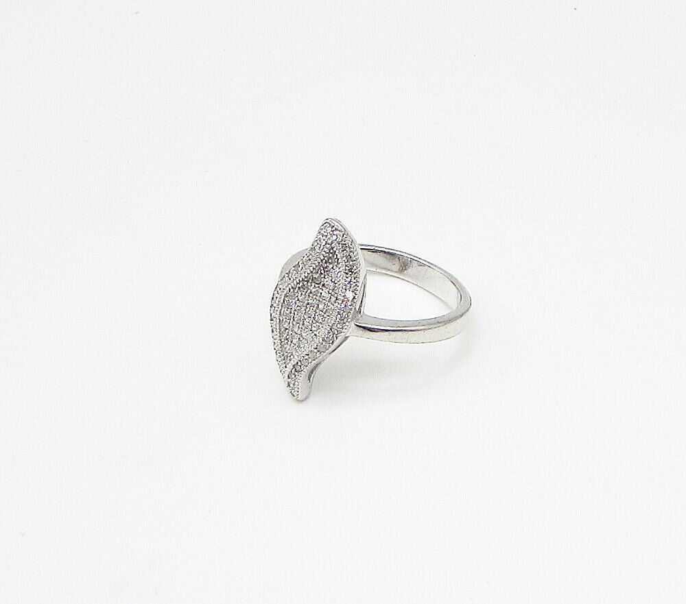 925 Sterling Silver White Cubic Zirconia Leaf Cluster Ring  Sz 8  RG3257