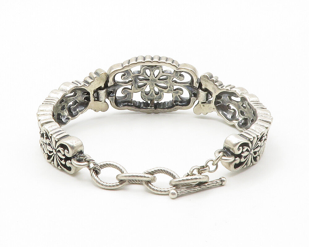 CAROLYN POLLACK RELIOS 925 Sterling Silver Vintage Floral Chain Bracelet  BT5561