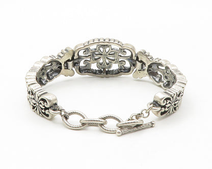 CAROLYN POLLACK RELIOS 925 Sterling Silver Vintage Floral Chain Bracelet  BT5561