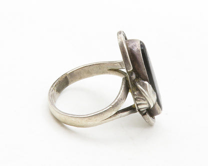 MEXICO 925 Silver  Vintage Antique Black Onyx Cocktail Ring Sz 8.5  RG13472