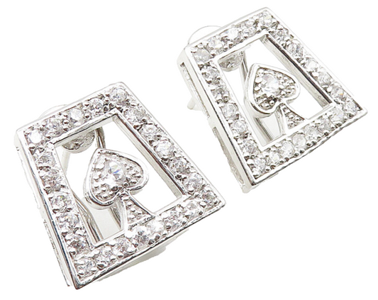 925 Sterling Silver  Sparkling Cubic Zirconia Love Heart Drop Earrings  EG5627