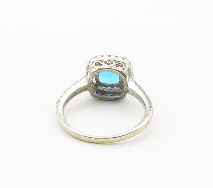 925 Sterling Silver Faceted Blue Topaz Solitaire Accent Ring Sz 6.5 RG15340