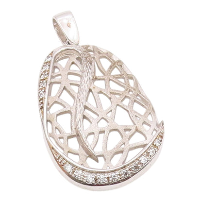 925 Sterling Silver  Vintage Topaz Cutout Open Design Pendant  PT18060