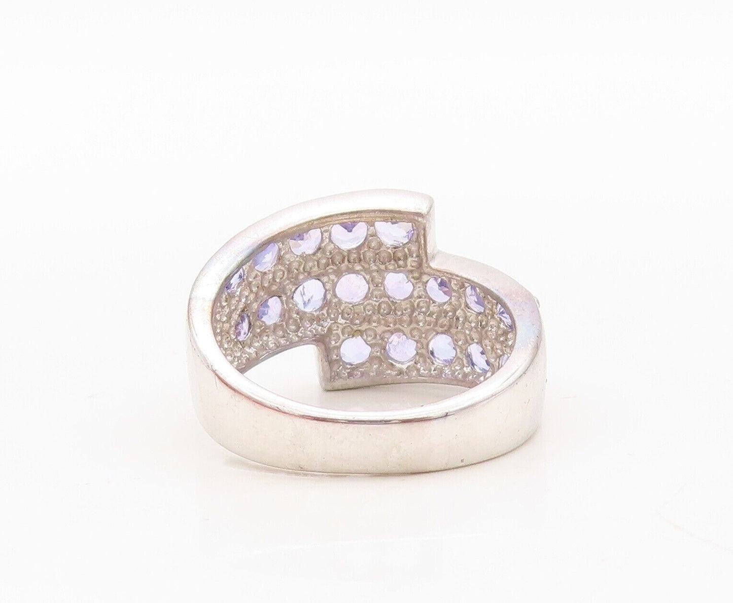 925 Sterling Silver Vintage Ring Designer Round Tanzanite Bands  Sz 7  RG30455
