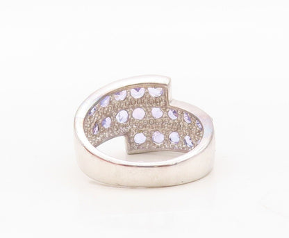 925 Sterling Silver Vintage Ring Designer Round Tanzanite Bands  Sz 7  RG30455