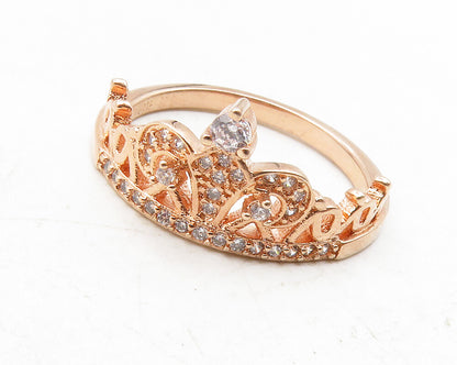 925 Sterling Silver  Topaz Rose Gold Plated Royal Crown Band Ring Sz 9 RG12211
