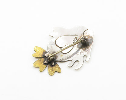 FAR FETCHED 925 Sterling Silver  Vintage Two Tone Fish Brooch Pin  BP5770