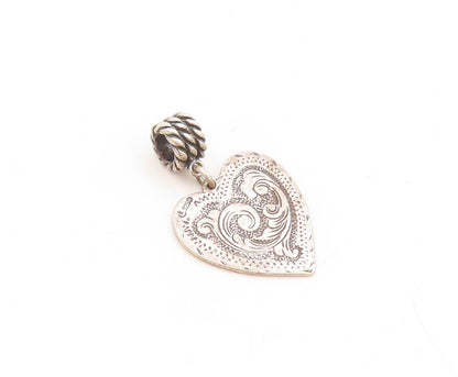 925 Sterling Silver Vintage Pendant CAROLYN POLLACK Swirly Carved Heart  PT23869