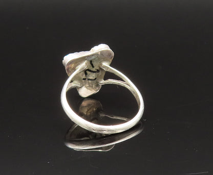NAVAJO 925 Sterling Silver Vintage Inlaid Turquoise Abstract Ring Sz 5.5 RG25529