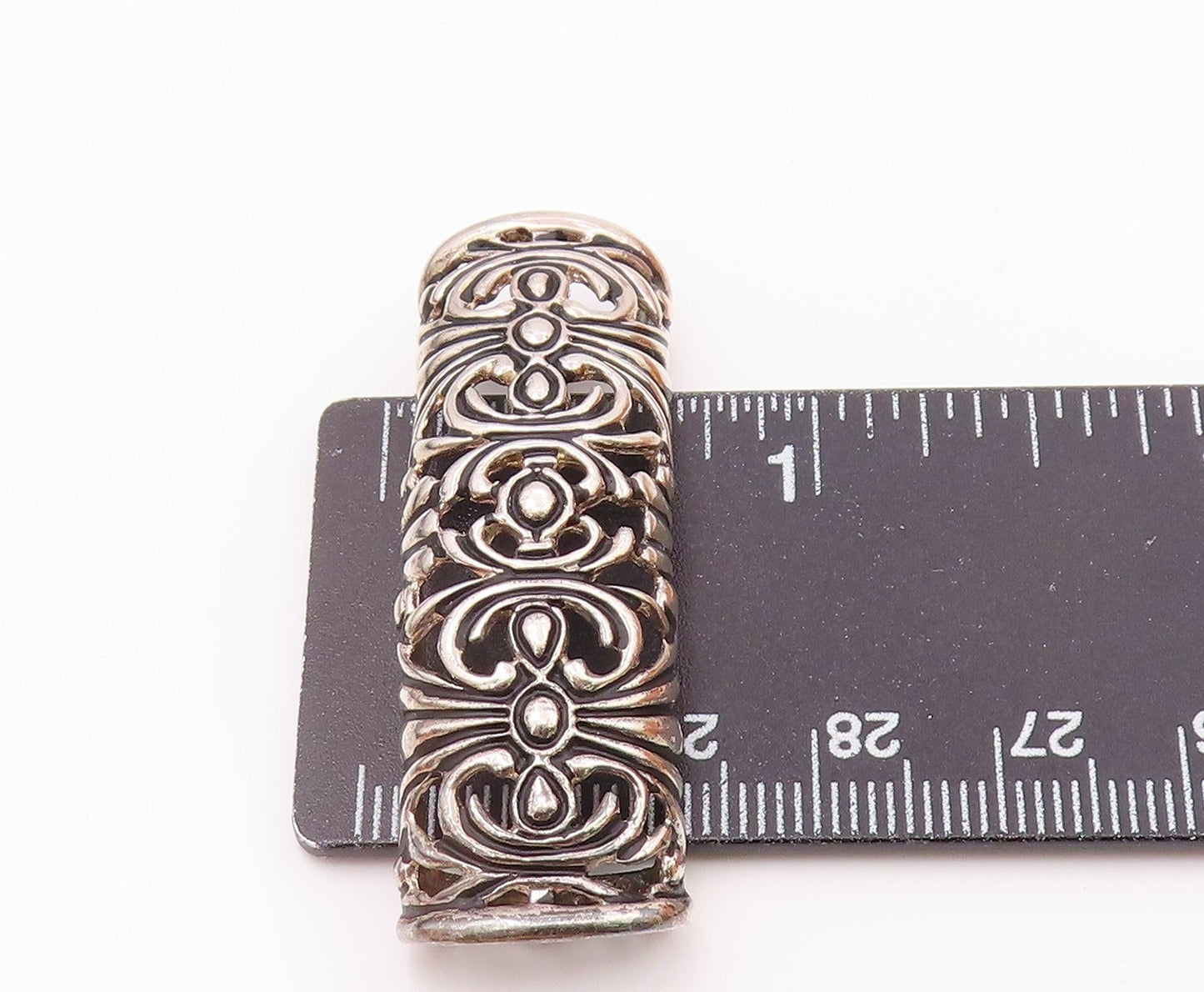 ESPO SIG 925 Sterling Silver Vintage Scalloped Swirl Linear Dome Pendant PT20403