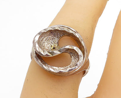925 Sterling Silver  Vintage Shiny Etched Swirl Design Band Ring Sz 7  RG4748