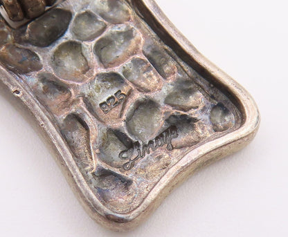 925 Sterling Silver  Vintage Shiny Cobble Stone Pattern Pendant  PT19806